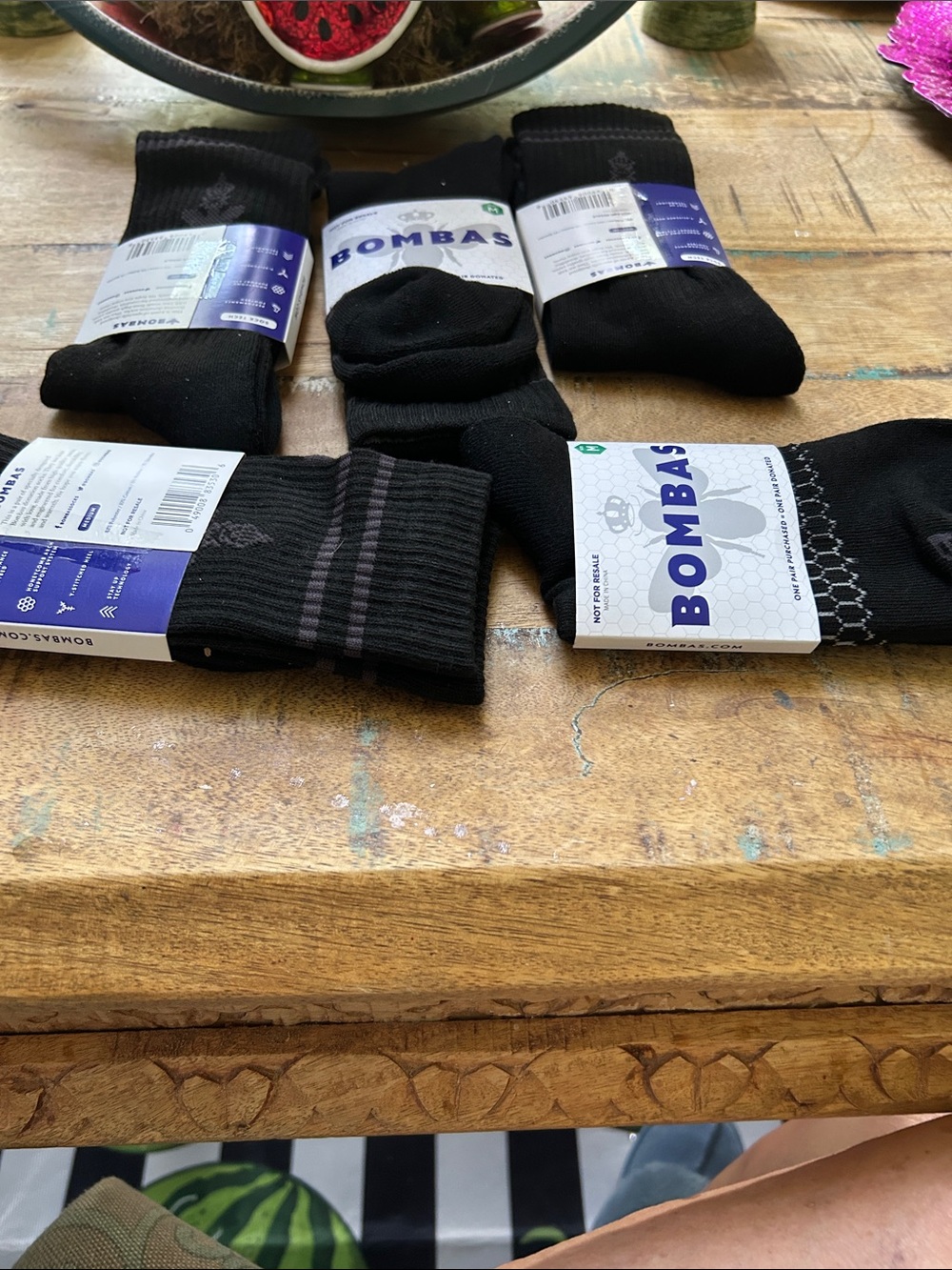 5 pairs of Bombas  ankle crew socks. Black with gray symbol and stripes.$28 selr - Picture 7 of 7
